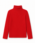 Soft Rib High Neck Long-Sleeve Tee / Red