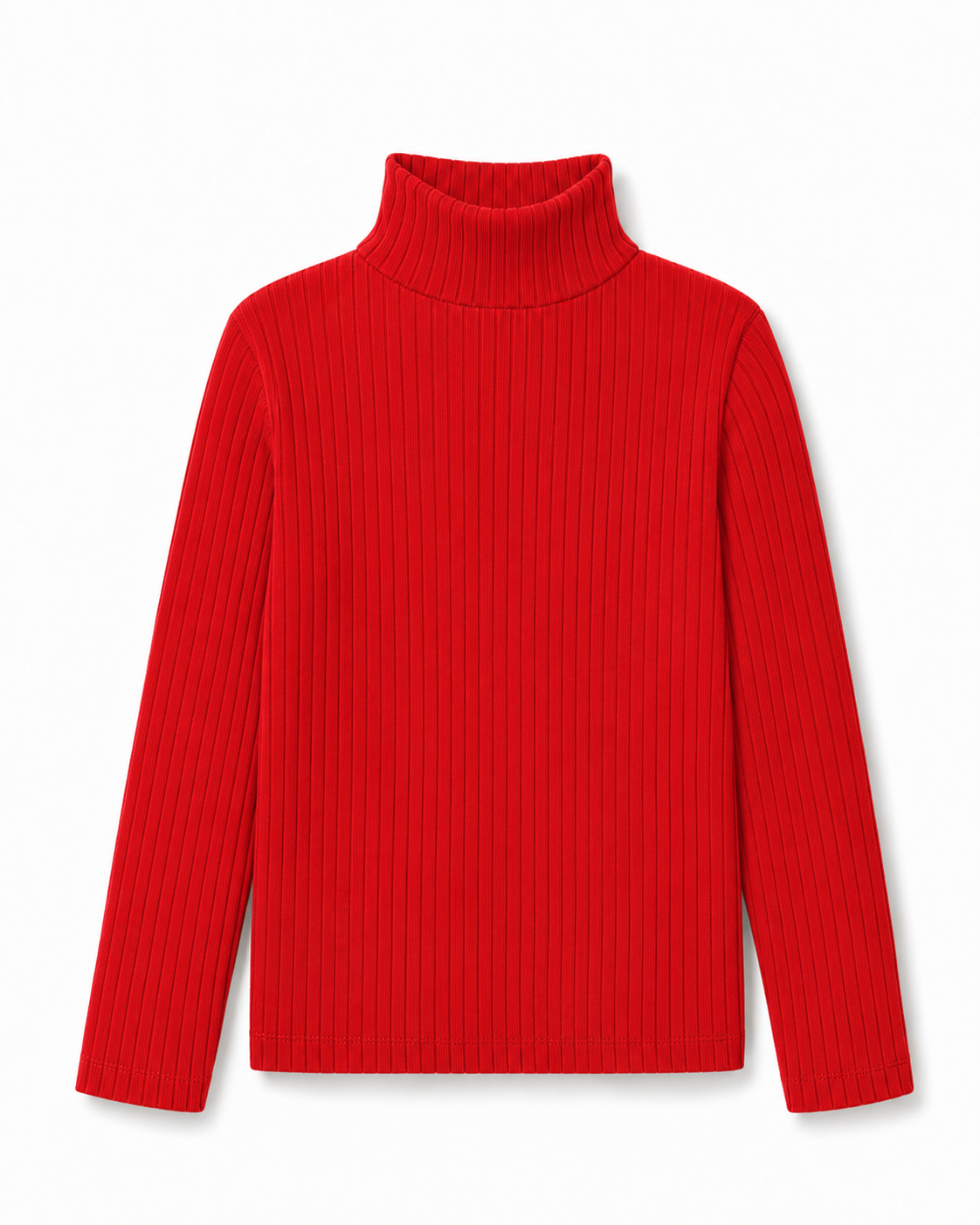 Soft Rib High Neck Long-Sleeve Tee / Red