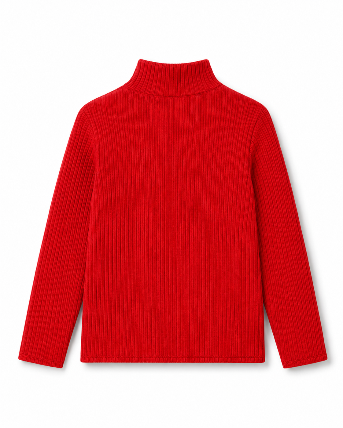 Soft Rib High Neck Long-Sleeve Tee / Red