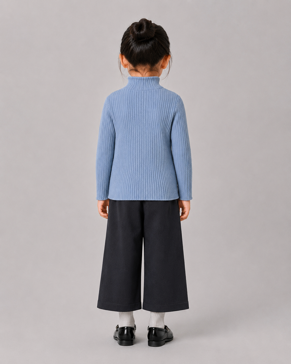 Soft Rib High Neck Long-Sleeve Tee / Blue