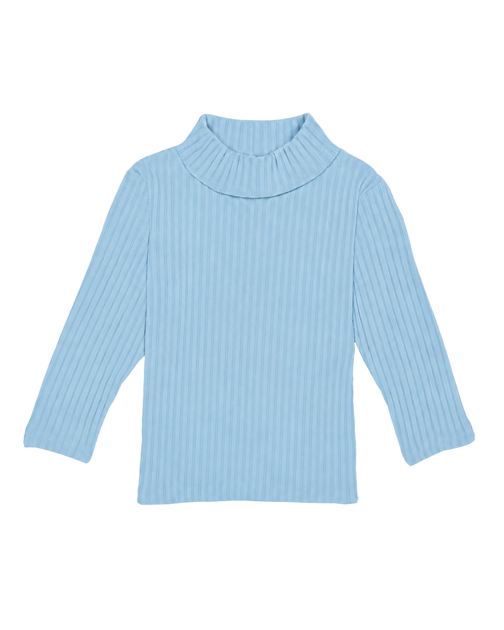 Soft Rib High Neck Long-Sleeve Tee / Blue