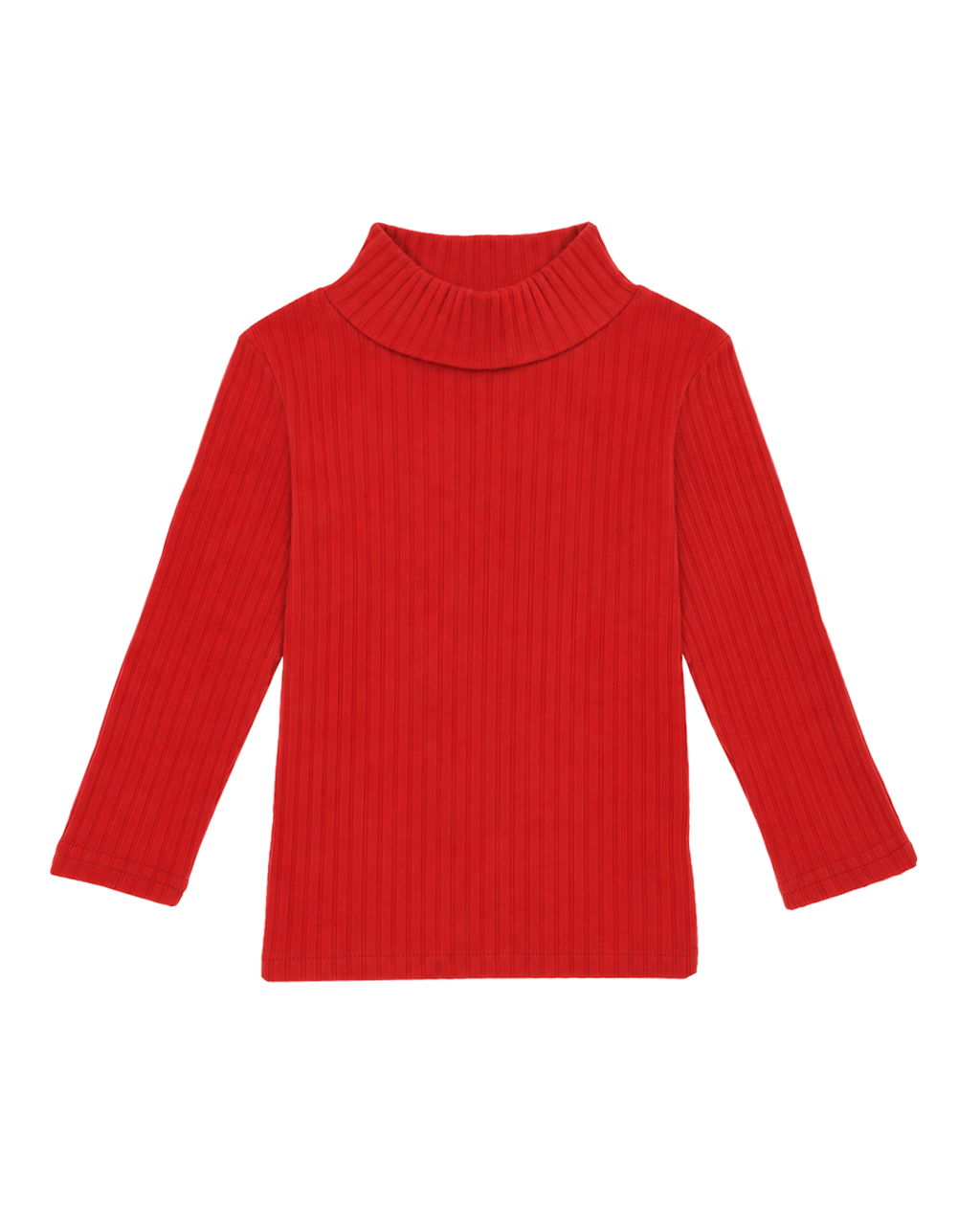 Soft Rib High Neck Long-Sleeve Tee / Red