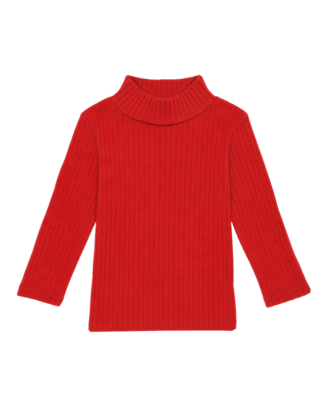 Soft Rib High Neck Long-Sleeve Tee / Red